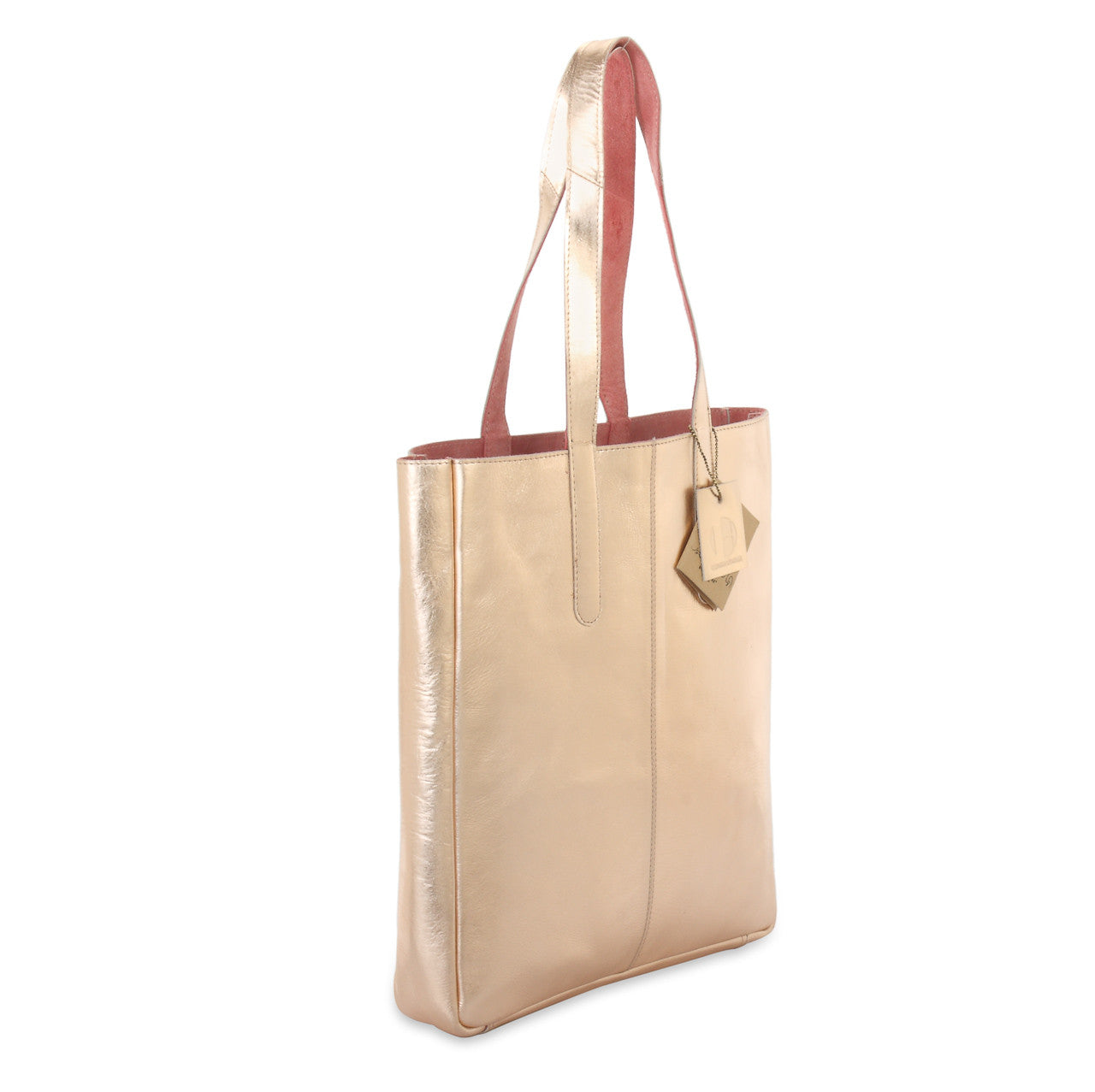 metallic reversible leather tote bag - Rose Gold