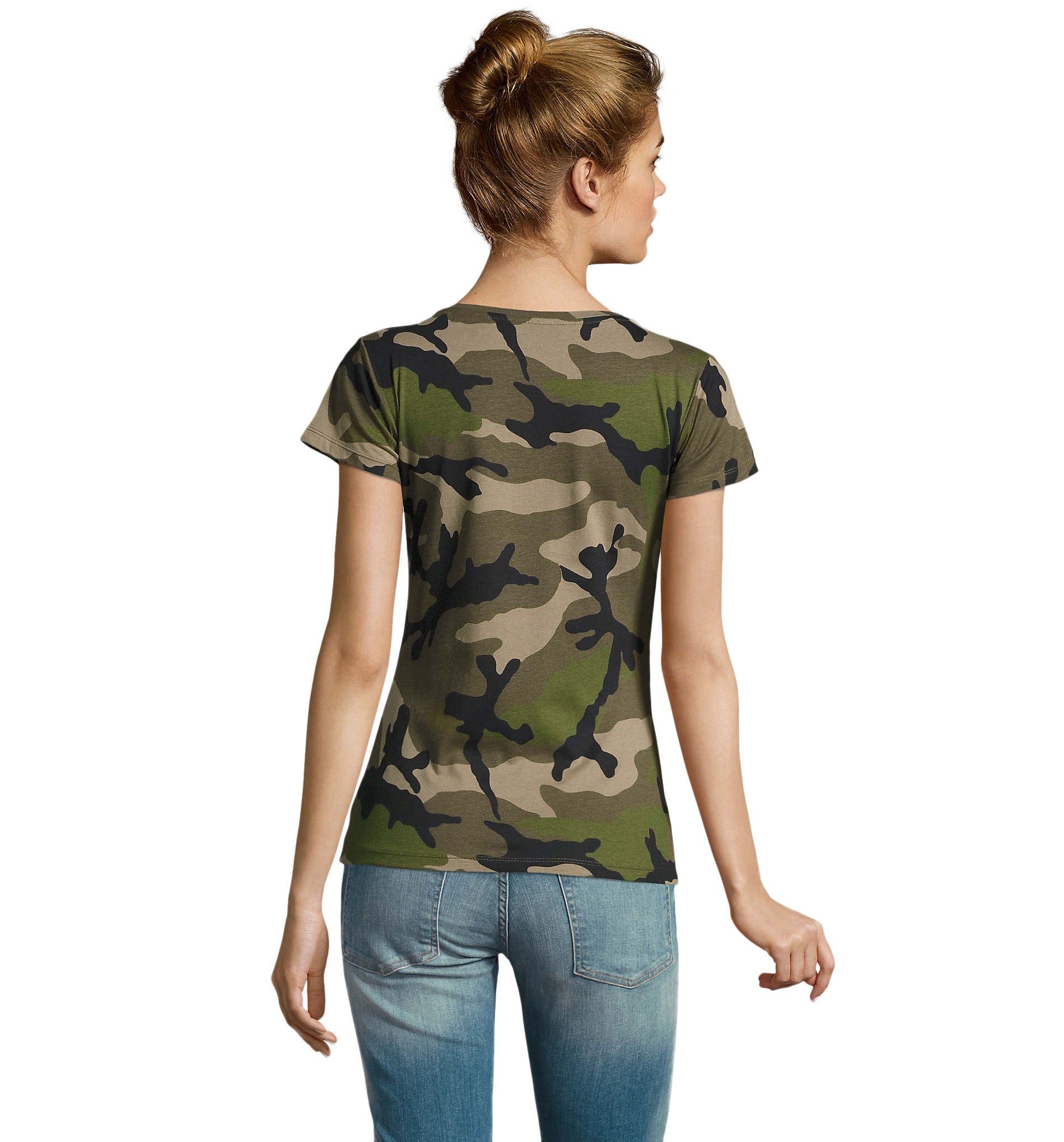 Green Camo Printed Ladies T Shirt LTS 1187 hydestyle.london