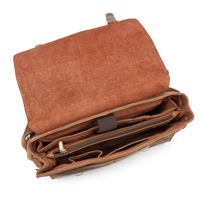 Venator distressed leather vintage laptop satchel  #UM41 Brown